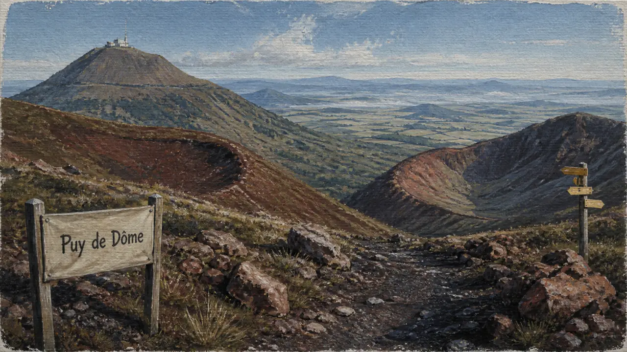 Clermont Ferrand randonnée : sentier entre cratères de la Chaîne des Puys, Puy de Dôme