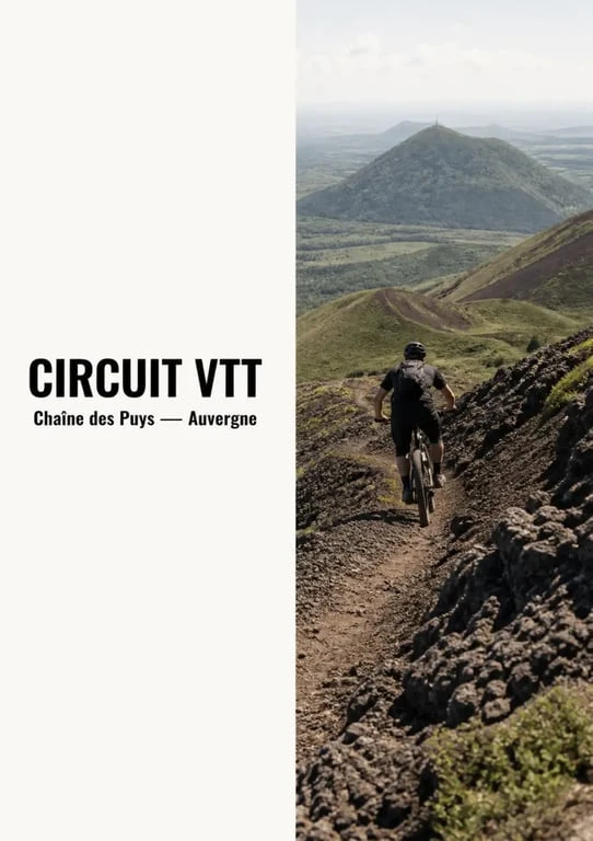 Circuit VTT volcans d Auvergne sur les pentes de la Chaîne des Puys, sentier volcanique et panoramas