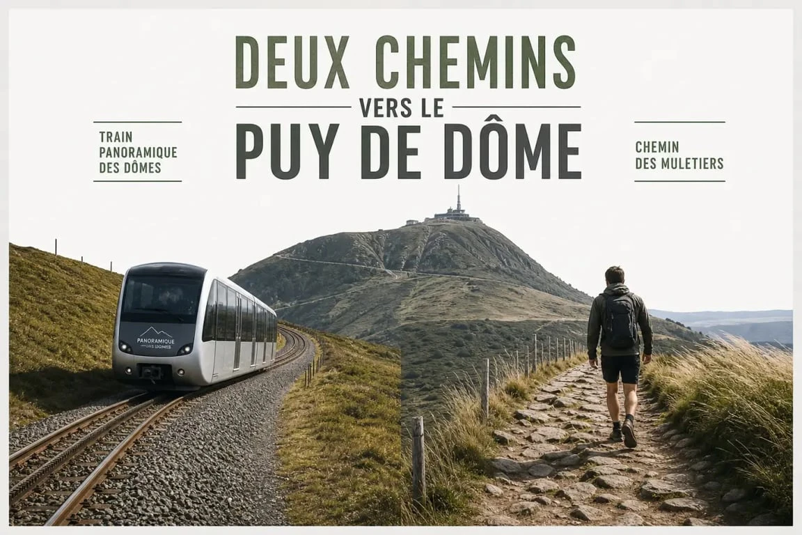 Visiter puy de dome : train Panoramique des Dômes et chemin des Muletiers