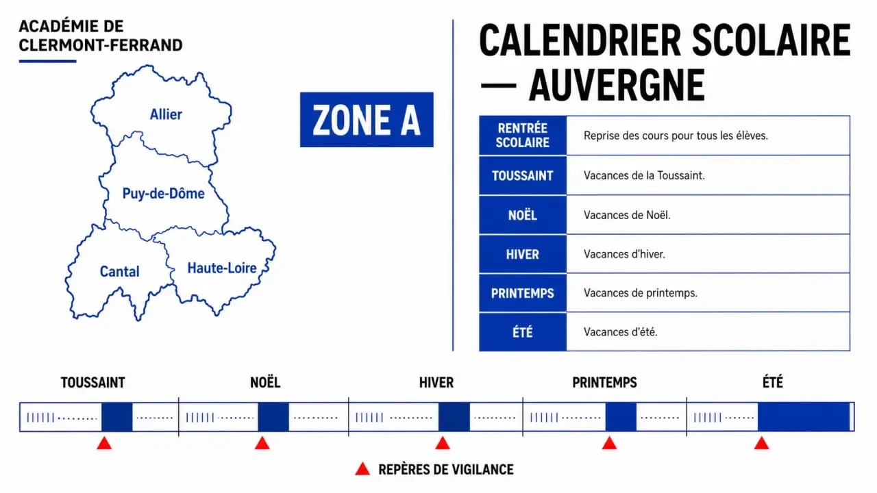 Vacances scolaires auvergne : calendrier de la zone A et repères pratiques