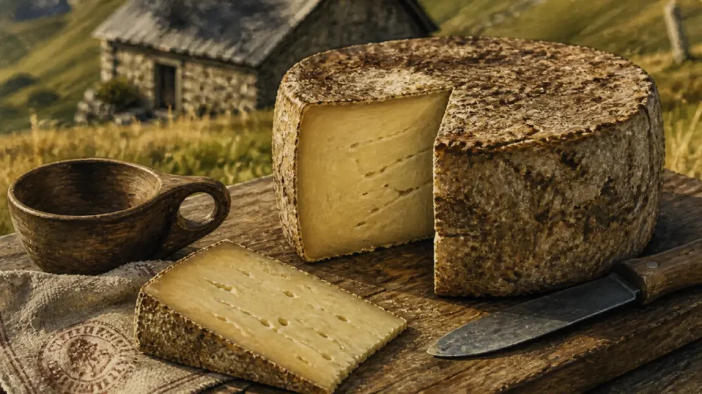 Fromage salers AOP fermière du Cantal, fourme en estives