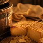 Fromage salers : meule dorée en fromagerie