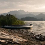 Plage du lac chambon au pied du Sancy, baignade et promenade