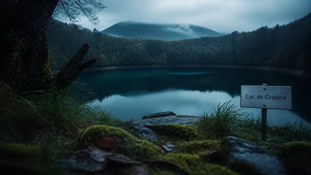 lac pavin dans un cratère d’Auvergne, lac circulaire et profond
