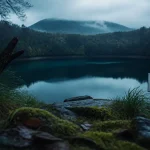 lac pavin dans un cratère d’Auvergne, lac circulaire et profond