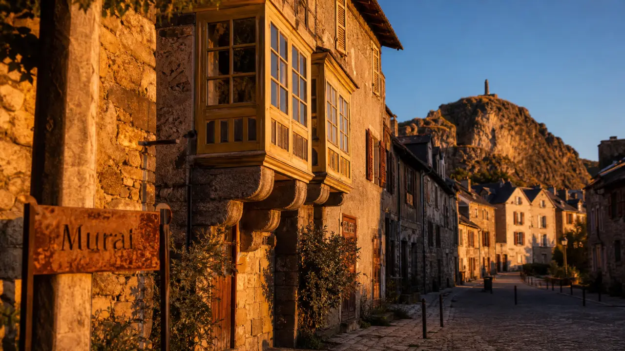 Murat auvergne tourisme : ruelles du centre historique et rocher de Bonnevie