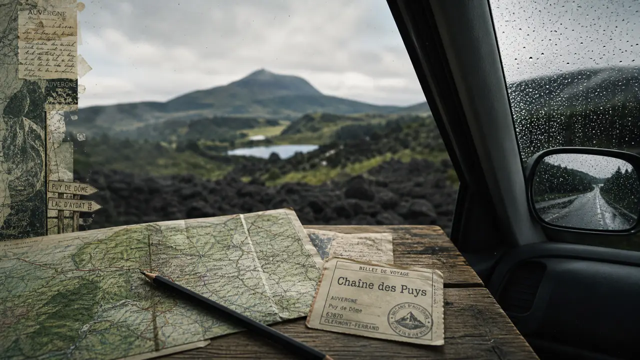 Où loger pour visiter les volcans d’Auvergne, carte de la Chaîne des Puys et Puy de Dôme flou