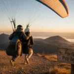 Parapente auvergne puy de dome : harnais biplace prêt au vol