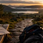 Que faire en Auvergne : sentier vers le belvédère du lac Chambon, au coucher du soleil