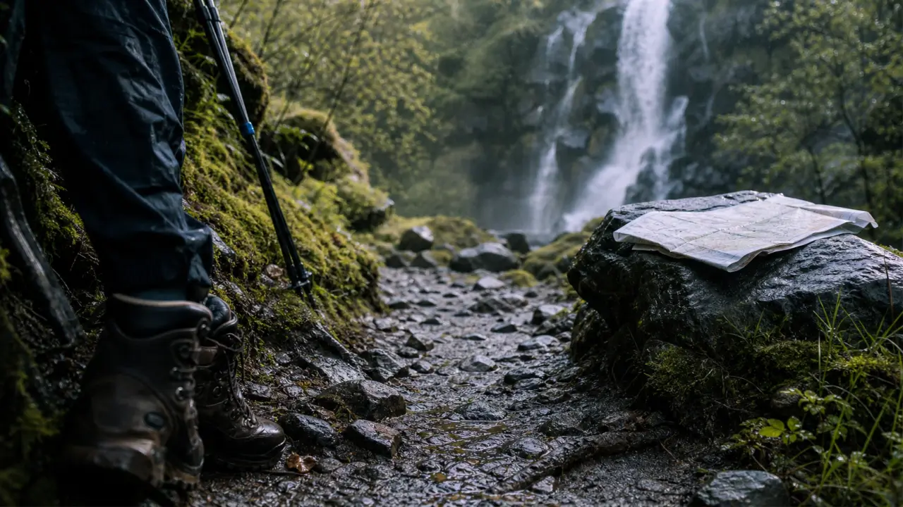 Randonnée cascade la tour d auvergne : sentier en sous-bois vers la cascade