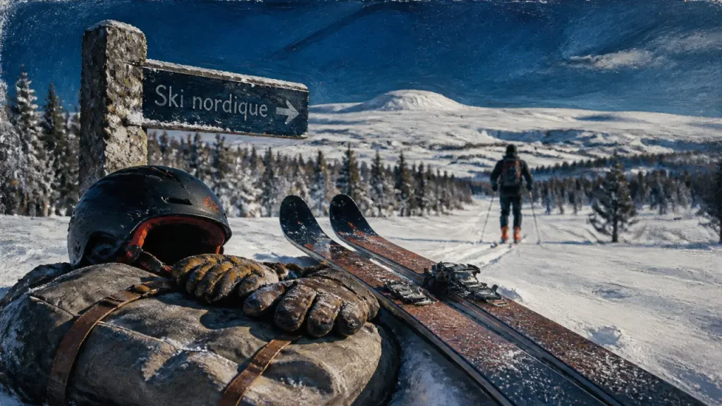 Ski de randonnée auvergne : skis nordique et raquettes, forêt et volcans