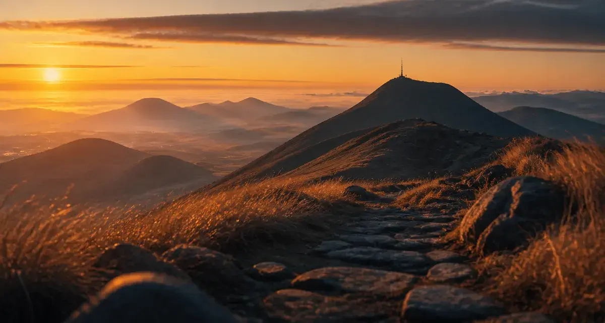 Auvergne site a visiter : Puy de Dôme au lever du soleil
