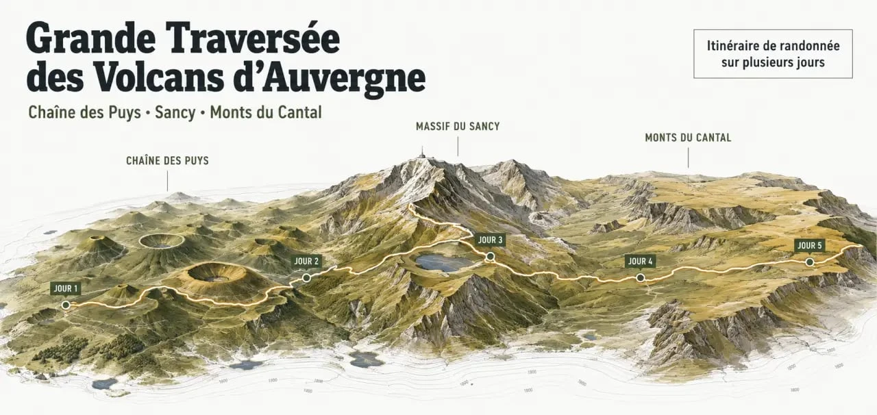 La traversée des volcans d Auvergne sur les reliefs volcaniques du Massif central