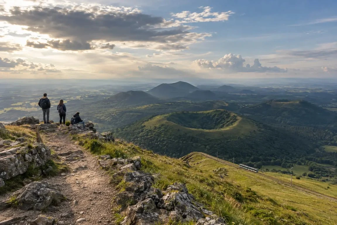 Activité volcans d Auvergne : panorama depuis le sommet du Puy de Dôme