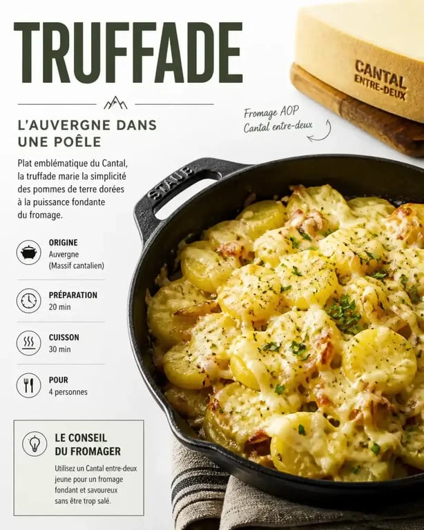 Recette traditionnelle de truffade auvergnate servie dans une poêle