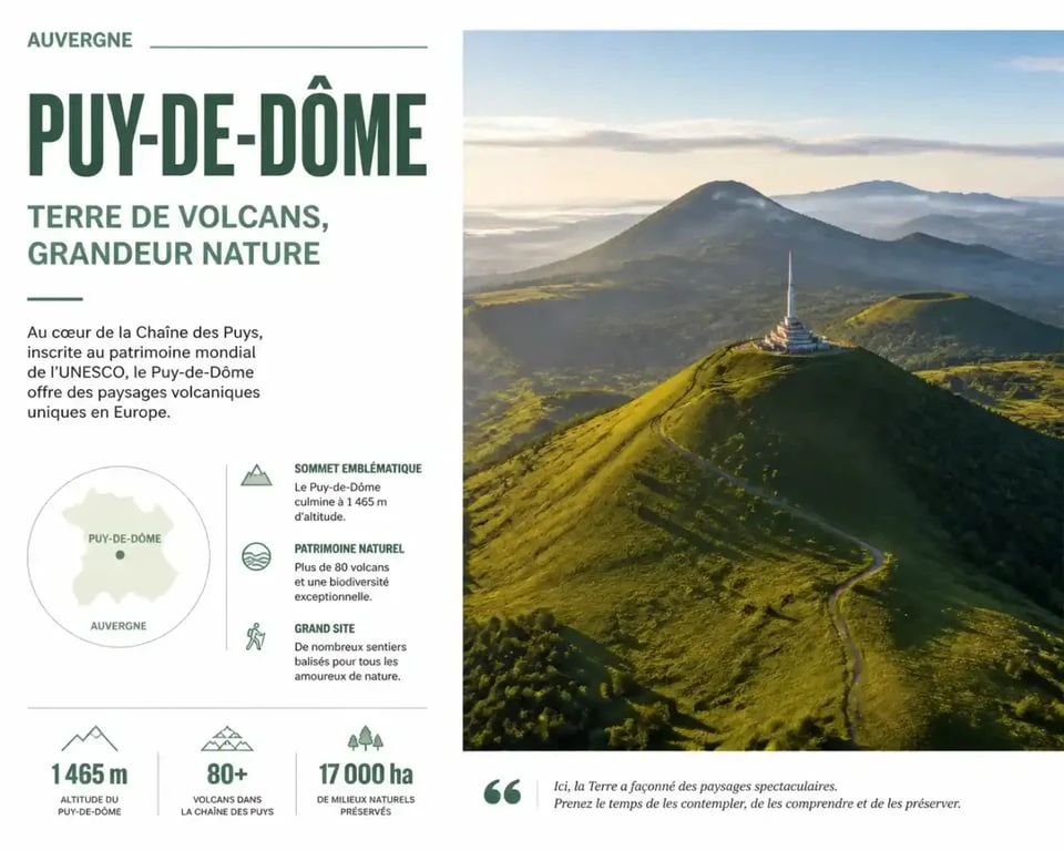 Paysage montagneux du Puy-de-Dôme dans le Parc naturel régional des Volcans d'Auvergne