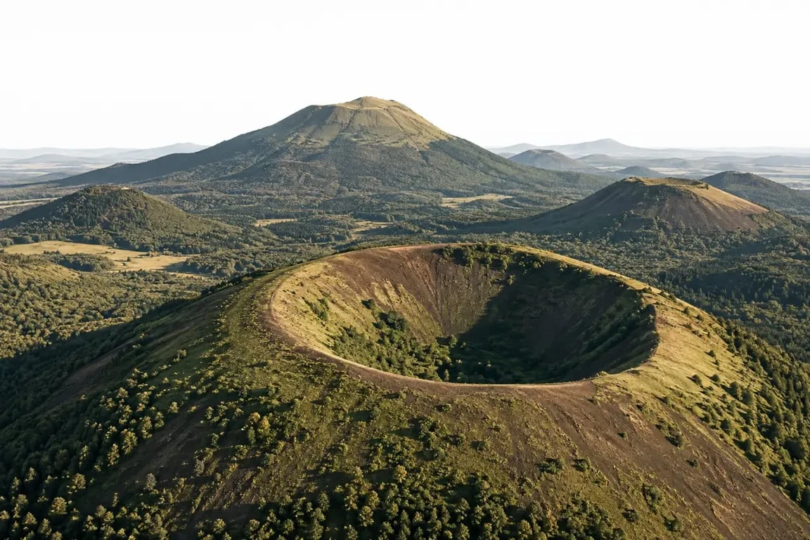 Les plus beaux volcans d’Auvergne dans la Chaîne des Puys avec le Puy de Dôme et le Puy de Pariou