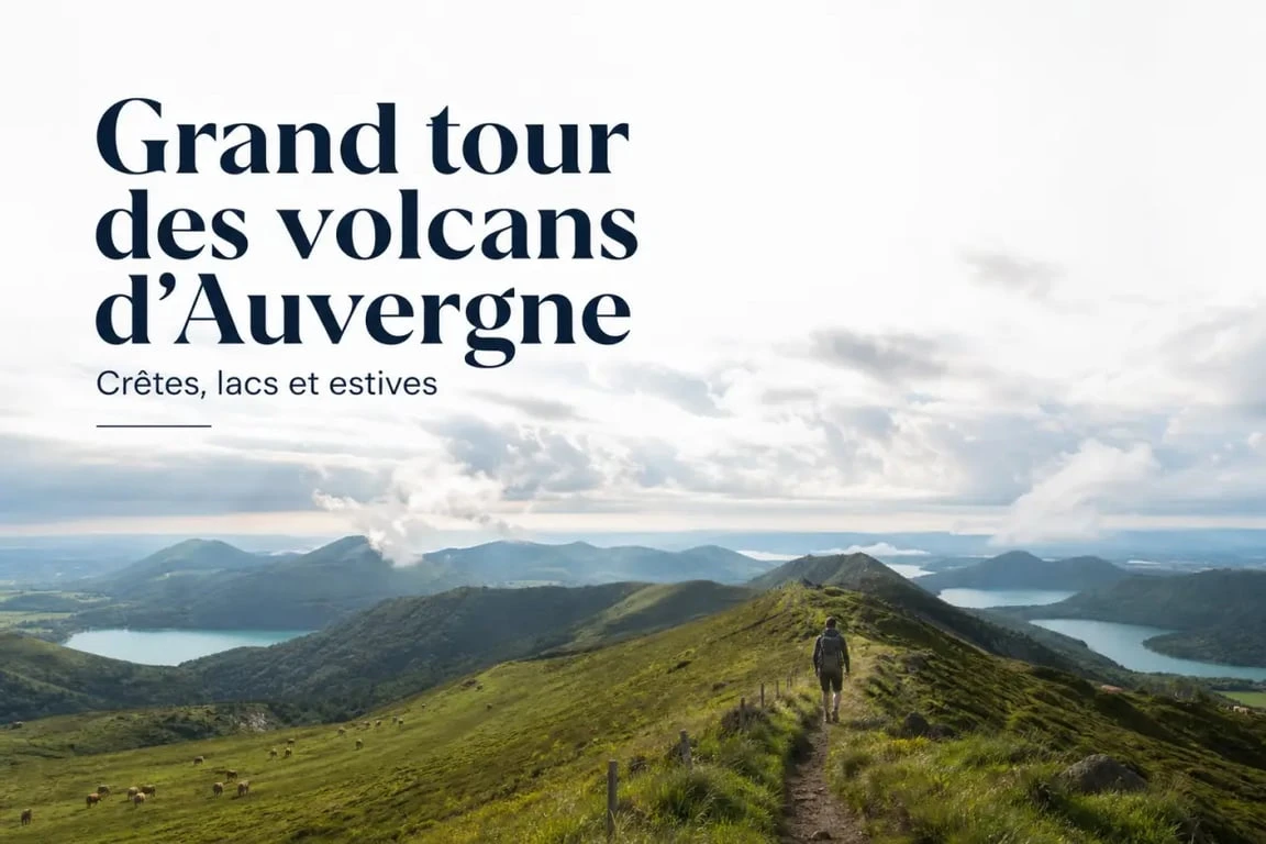Grand tour des volcans d Auvergne, paysage de randonnée sur les crêtes volcaniques d'Auvergne