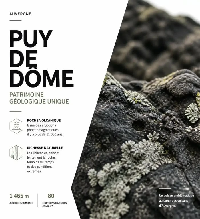 Détail de la roche volcanique du Puy de Dôme