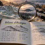 Est ce que les volcans d auvergne peuvent se reveiller ? carnet et carte auvergnate brumeuse