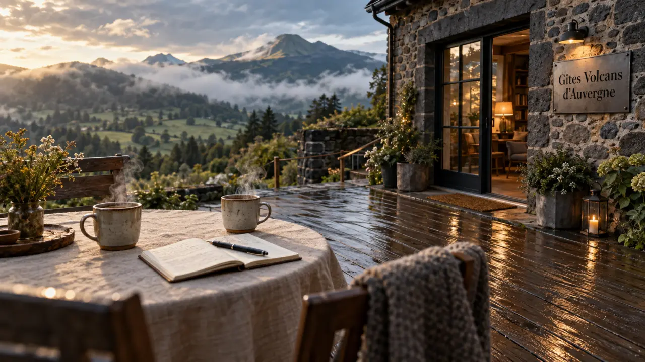 Gites volcans d auvergne : terrasse au Sancy, gîte en pierre et volcans