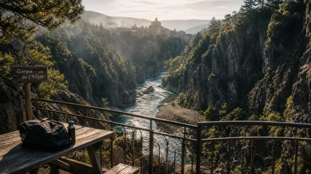 Vue des gorges de l allier depuis un belvédère au-dessus de la rivière