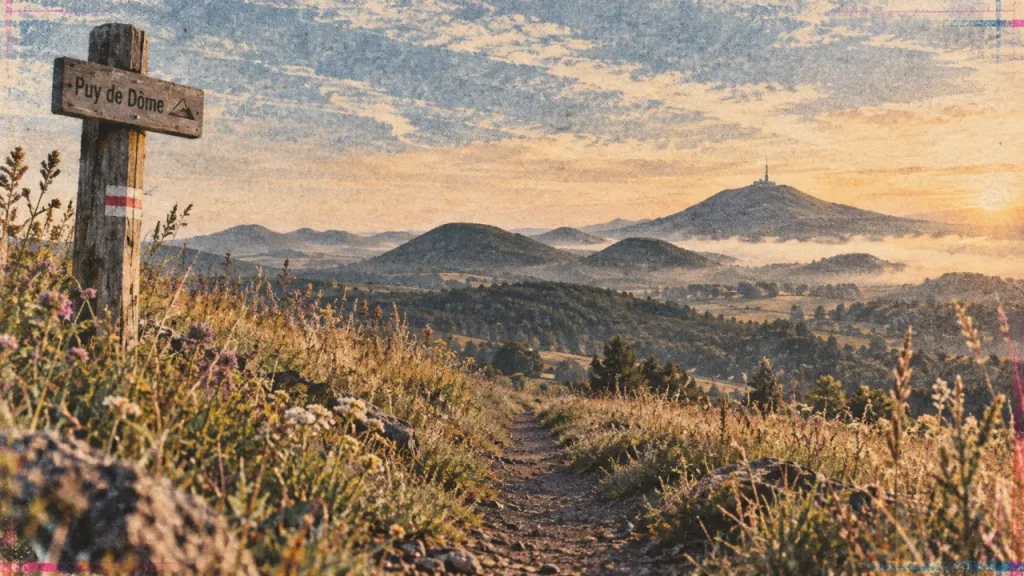 Lieux a visiter en Auvergne Rhone Alpes : sentier vers le Puy de Dôme