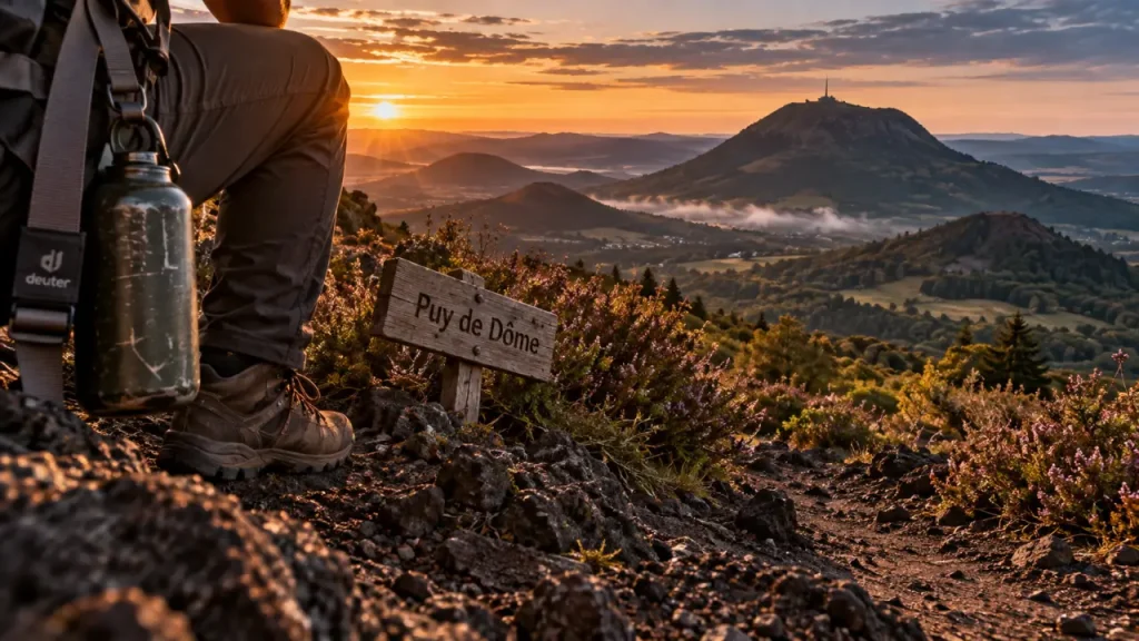 Meilleure randonnée auvergne : Puy de Dôme, sentier volcanique au crépuscule