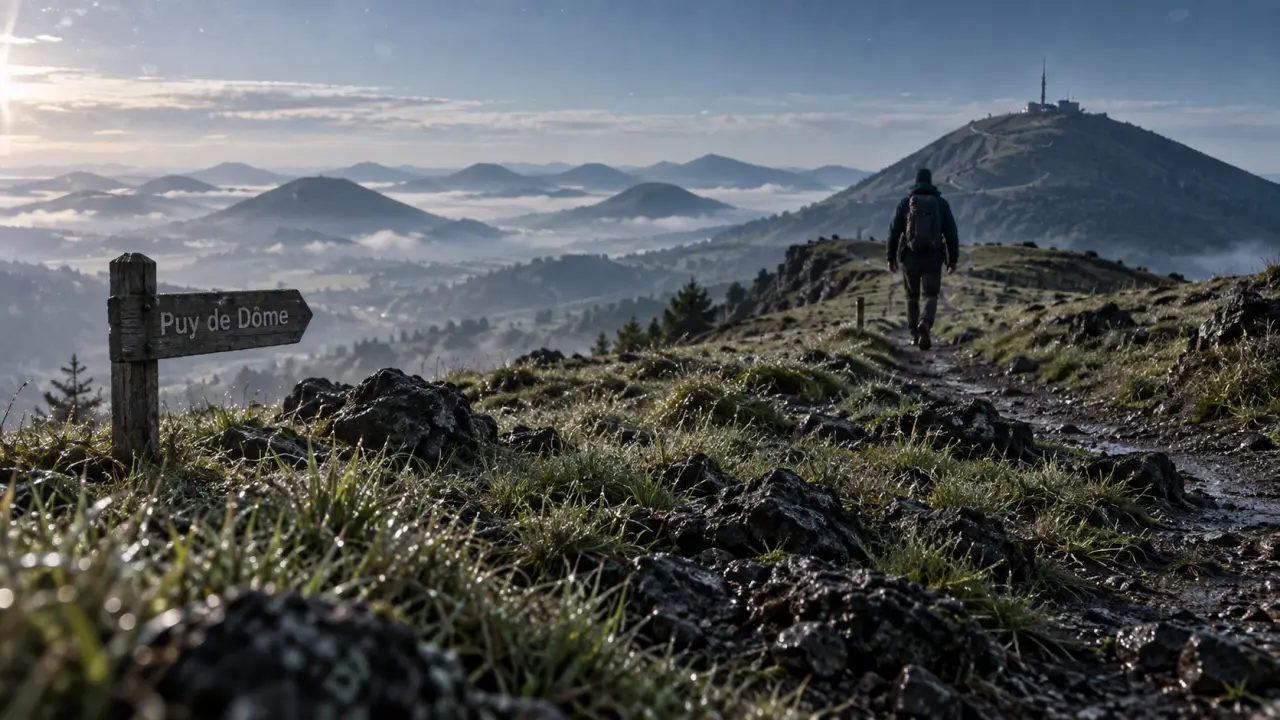 Meilleure randonnée Auvergne : sentier vers le Puy de Dôme, vue depuis la randonnée