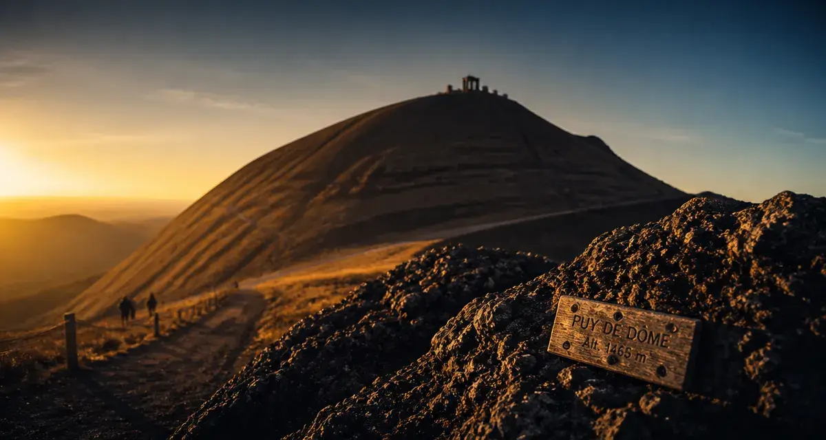 Photo du puy de dome en auvergne au lever du soleil