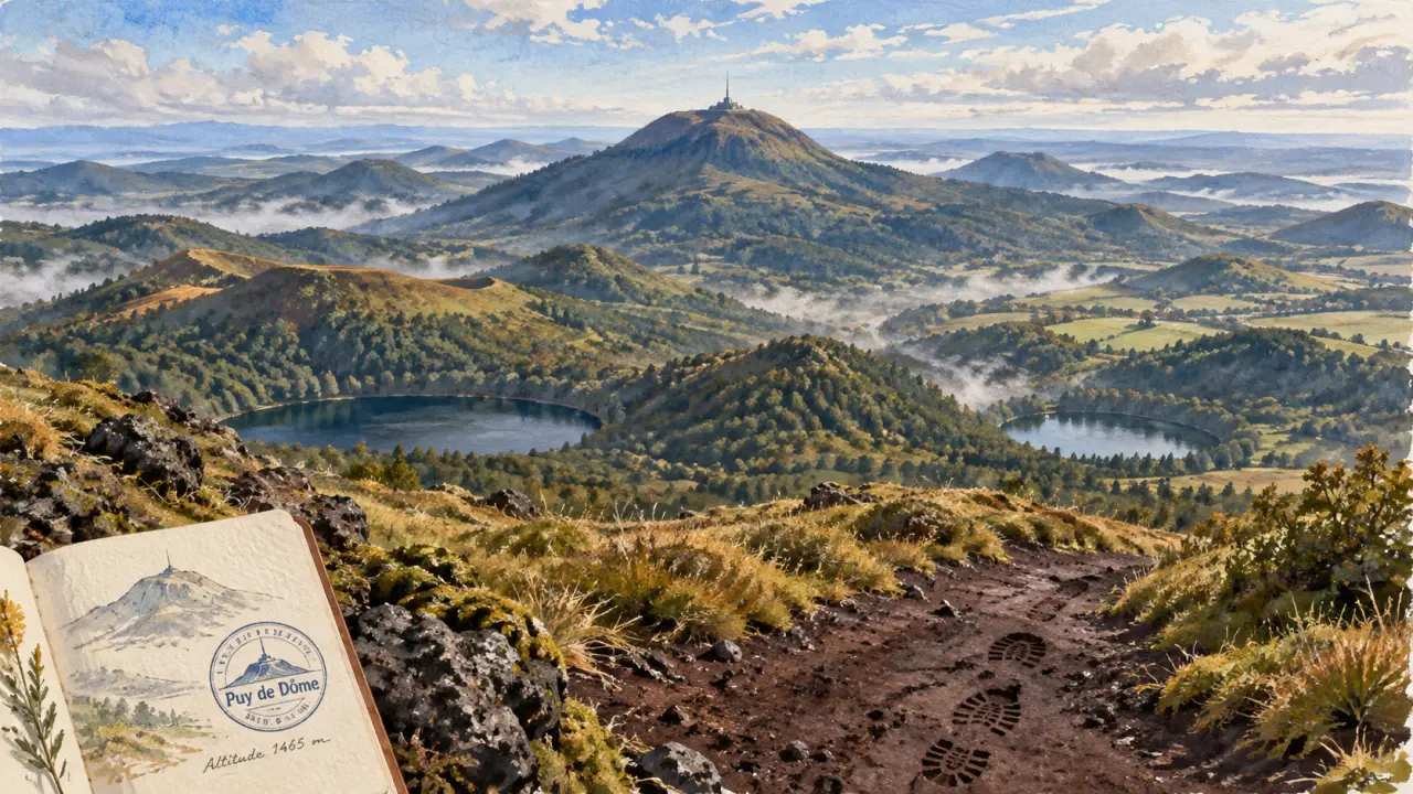 Que faire a auvergne : sentier vers le Puy de Dôme et paysages volcaniques