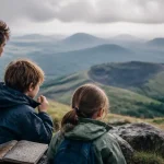 Que visiter en Auvergne en famille : père et enfants à la Chaîne des Puys