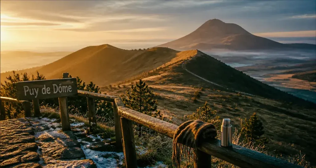 Que visiter en Auvergne en hiver : Puy de Dôme sous la lumière du matin