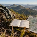 Randonnée en Auvergne Puy-de-Dôme : sentier sur volcan, chaussures et carte Chaîne des Puys