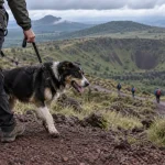 Randonnée avec son chien en Auvergne sur sentier volcanique