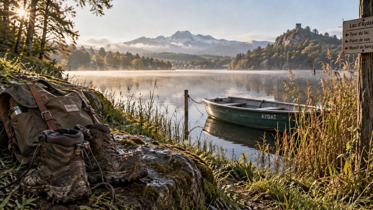 Randonnée les lacs d Auvergne : lac d’Aydat et vue du Sancy