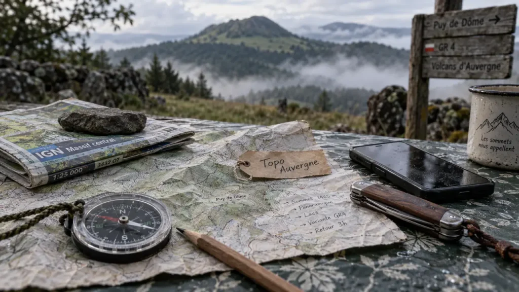 Topo guide auvergne : cartes IGN et balisage en randonnée