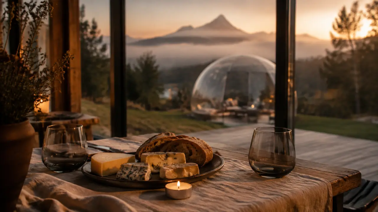 Week end amoureux insolite auvergne : dîner romantique en bulle avec vue puy de Dôme