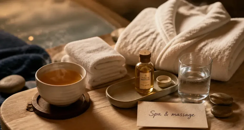 Week end massage spa auvergne : tisane, peignoir et bain à remous