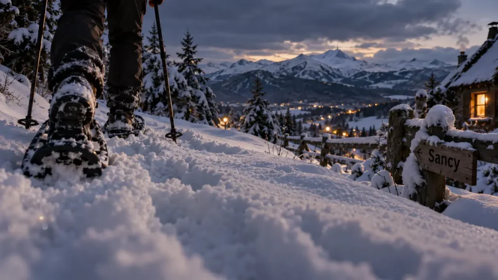 Auvergne tourisme hiver : chemin enneigé vers le Puy de Sancy