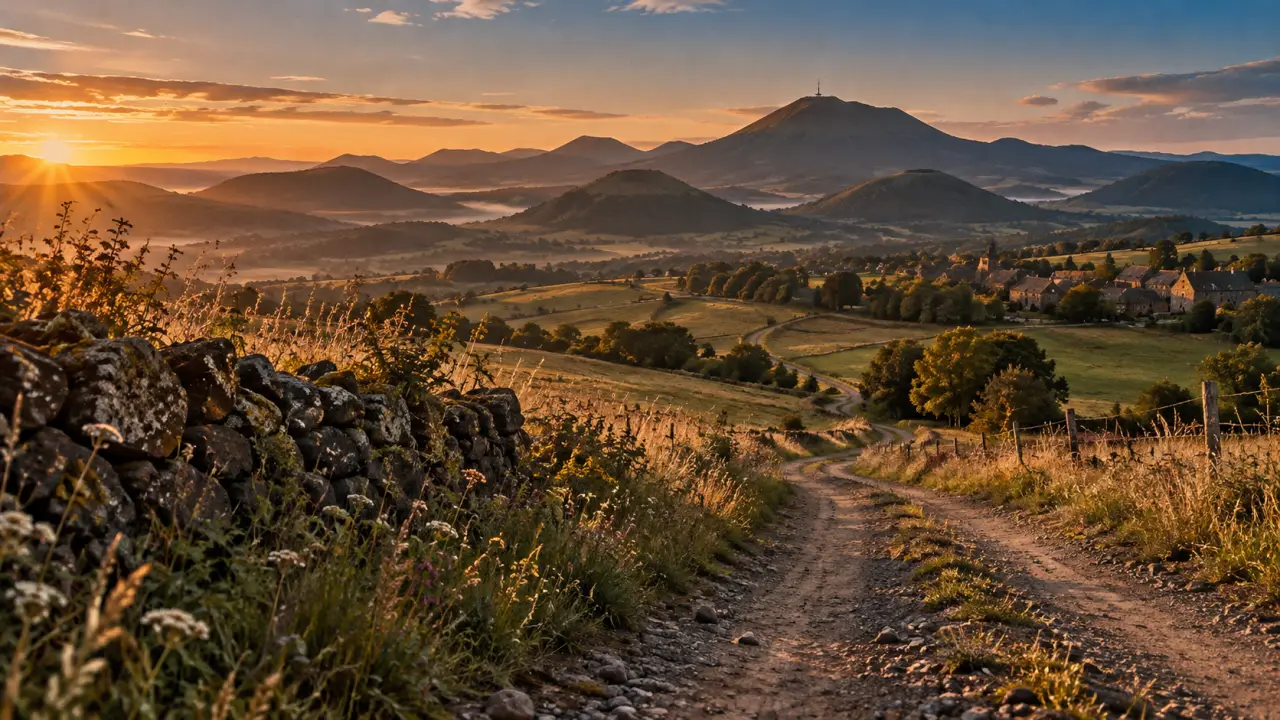 Auvergne visite tourisme : volcans et village près de la chaîne des Puys