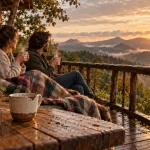Hébergement insolite cantal : cabane au lac avec vue sur les volcans