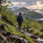 Que faire en Auvergne en avril : sentier vers la chaîne des Puys, paysages volcaniques humides