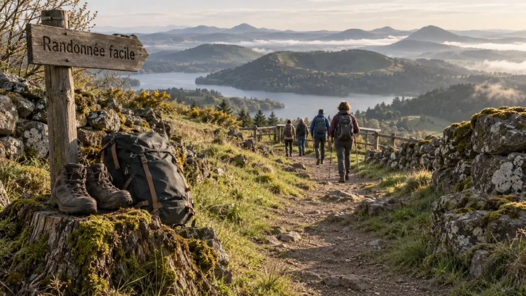 Randonnée facile Auvergne : sentier vers lacs et volcans