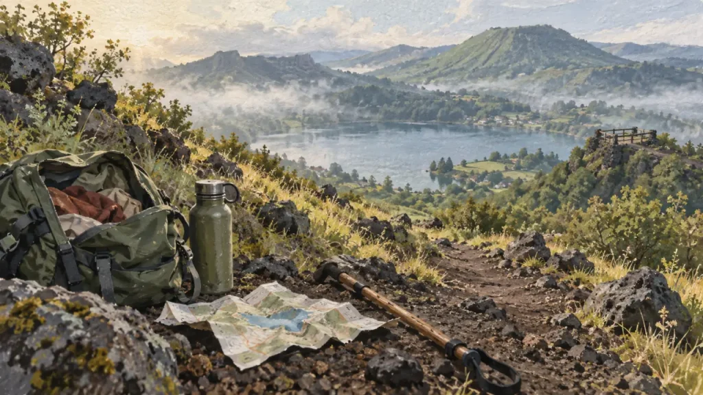 Randonnée familiale auvergne : sentier volcanique vers le lac Chambon