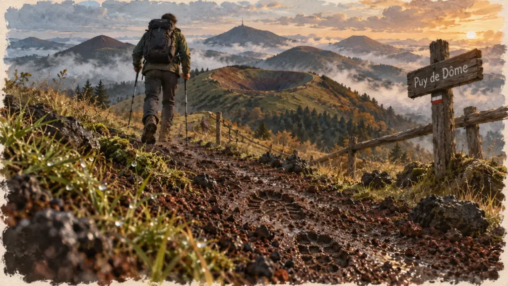 Randonnée puy auvergne au Puy de Dôme : cratère et crêtes en Auvergne