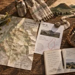 tourisme vert auvergne : carte et pique-nique pour rando au calme