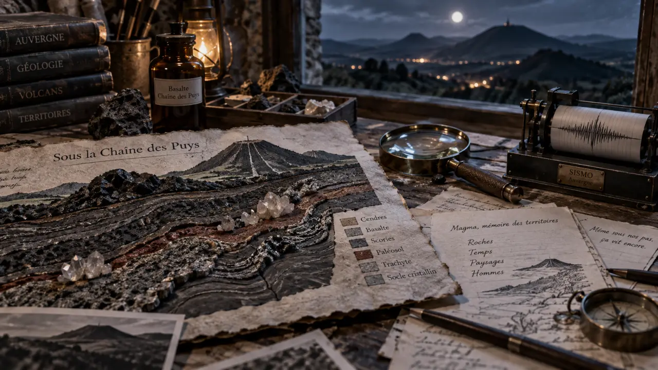 Volcans d auvergne magma : coupe géologique et sismographe miniature
