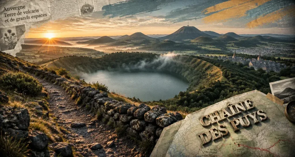 Week end auvergne volcan : cratère et lac au lever du soleil, Auvergne