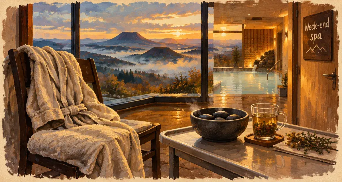 Week end detente spa auvergne : serviette et bassin thermale